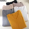 2022 basic v-neck solid autumn winter Sweater Pullover Women Female Knitted sweater slim long sleeve badycon sweater cheap ► Photo 1/6