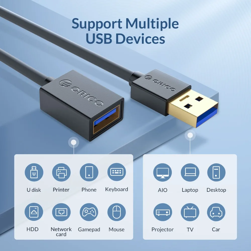 ORICO USB кабель-удлинитель USB 3,0 кабель женский-мужской удлинитель Кабель для передачи данных удлинитель кабель-удлинитель для компьютера ПК