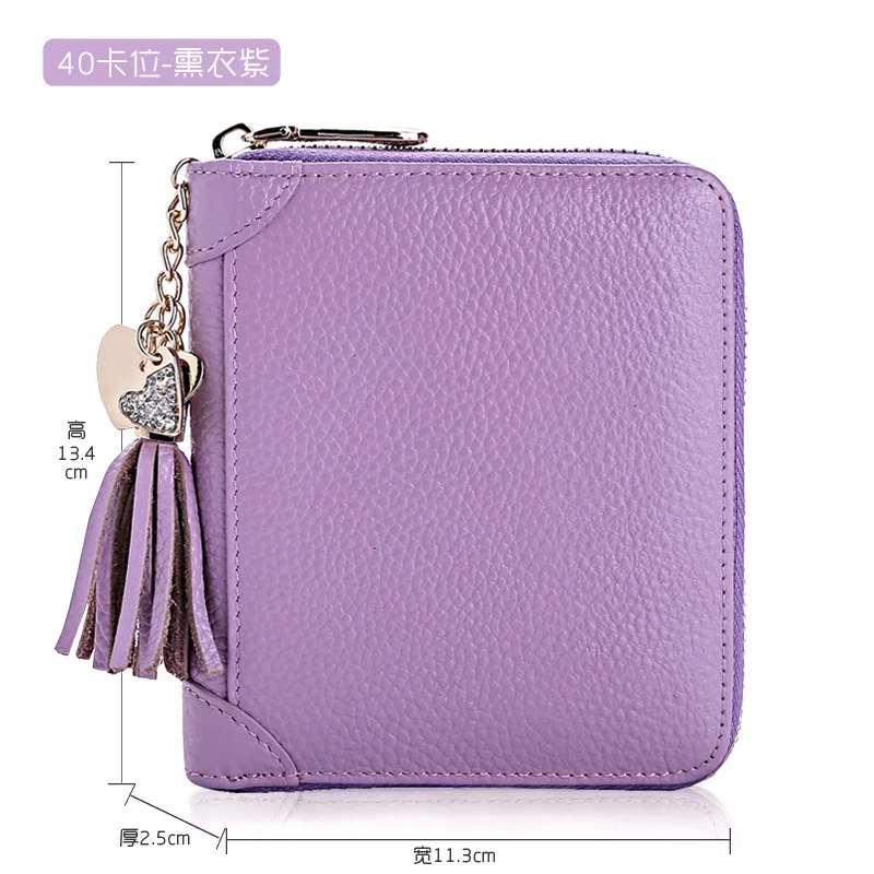 Pink Women Credit ID Card Holder Case Extendable Business Bank Cards Bag Wallet Coin Purse Carteira Mujer Tarjetero - Цвет: purple