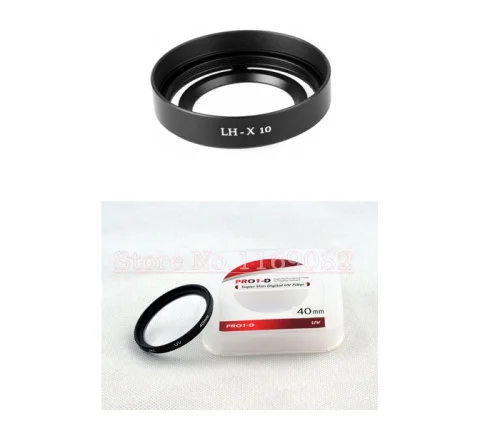 Special Offers 2 in 1 40MM UV Filter Lens Protector && LH-X10 Lens hood 52mm Diameter Metal Adapter Ring For Fujifilm Fuji X10 X20