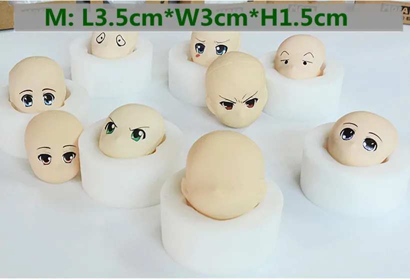 3pcs/set silicone face molds 3d silicon face mold fondant cake decorating tools set gumpaste mould kids festival cake decoration_
