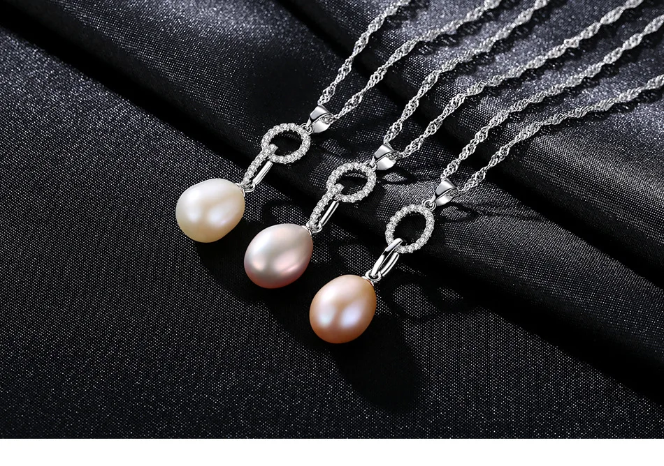 

925 sterling silver necklace pendant zircon pearl accessories GS09