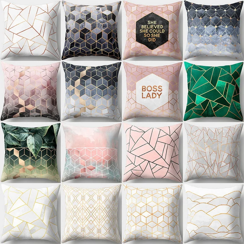

Pink Geometric Cushion Cover Decorative Pillows Sofa Throw Pillow Cover 45x45cm Polyester Cushion Case Nordic Style
