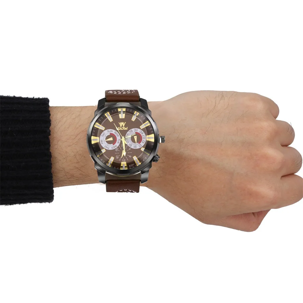 

Mens Watches Top Brand Luxury Luxury Men Watches Business Large Dial Watch Fashion Leather Belt Quartz Watch Reloj Hombre #03