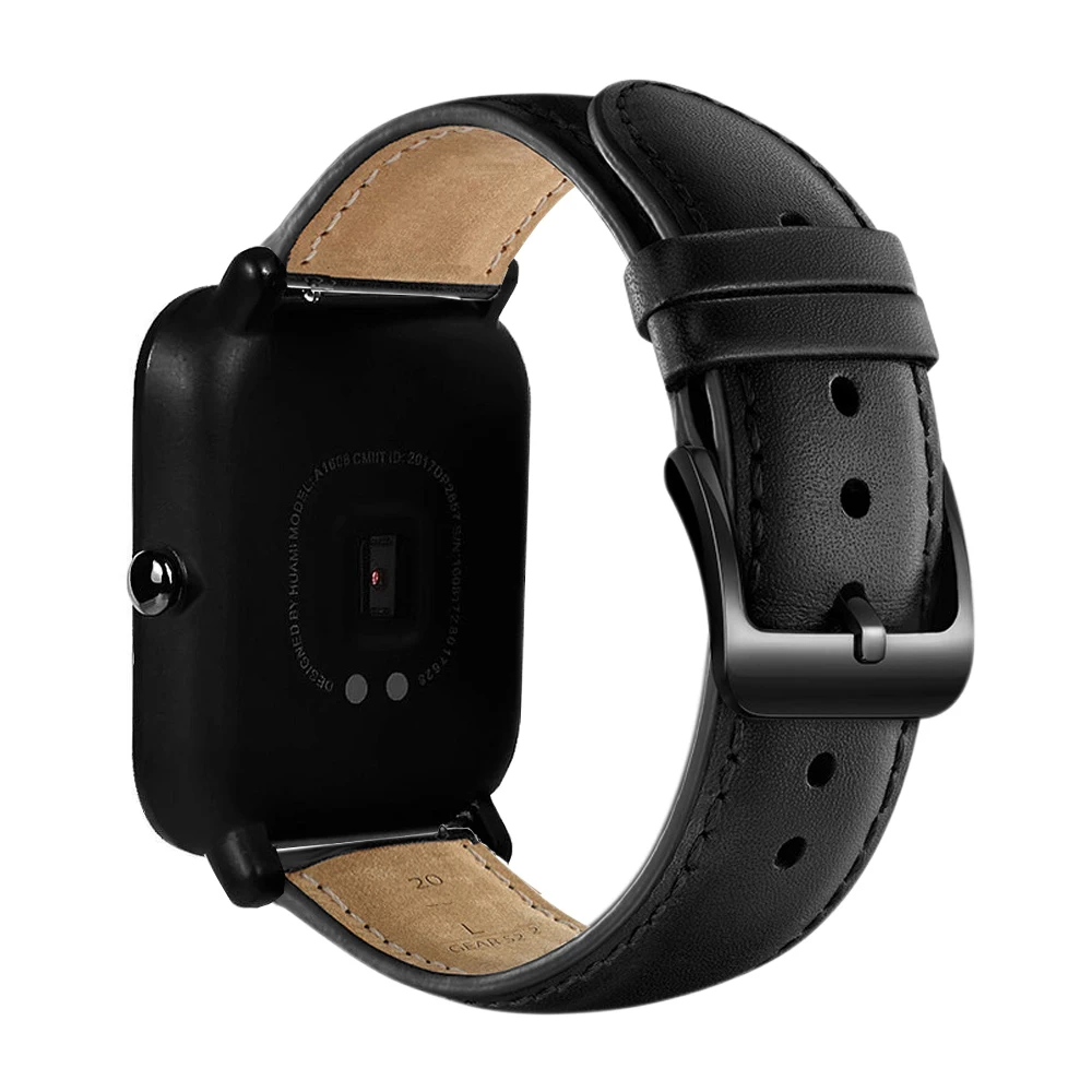 DKPLNT черная Пряжка натуральная кожа для Xiaomi huami Amazfit Bip BIT PACE Lite Молодежные часы ремешок фитнес-браслет