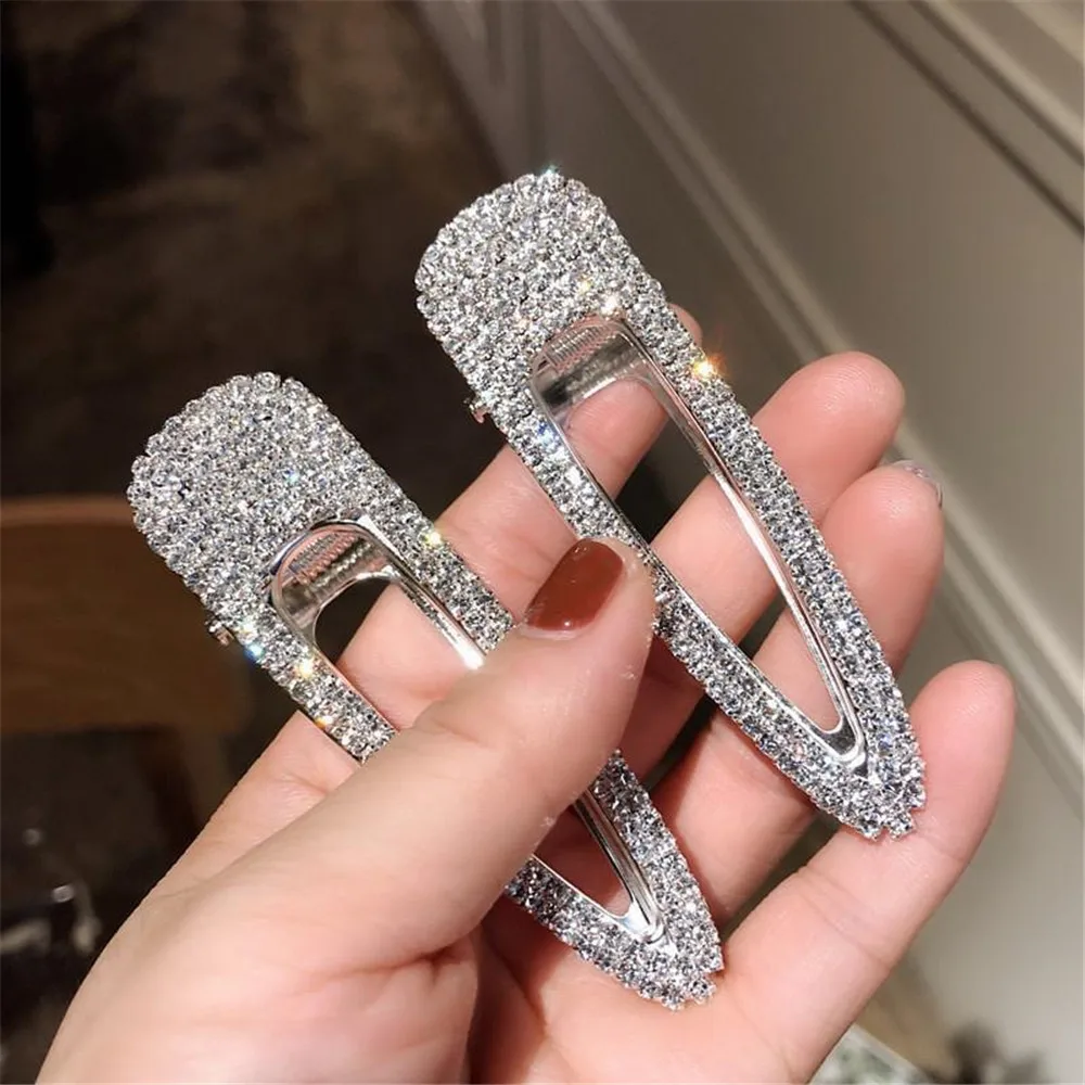 1PC Fashion Women Full Crystal Rhinestone Flash Simple Fan Hair Clip Duckbill Clip Drill Hairpin Hair Styling Tools Accessories 1PC Fashion Women Full Crystal Rhinestone Flash Simple Fan Hair Clip Duckbill Clip Drill Hairpin Hair Styling Tools Accessories