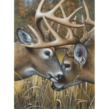 

5D DIY Square Diamond Painting EmbroideryTwo elk Handicraft Needlework Full Diamond Mosaic Cross Stitch Home Decor