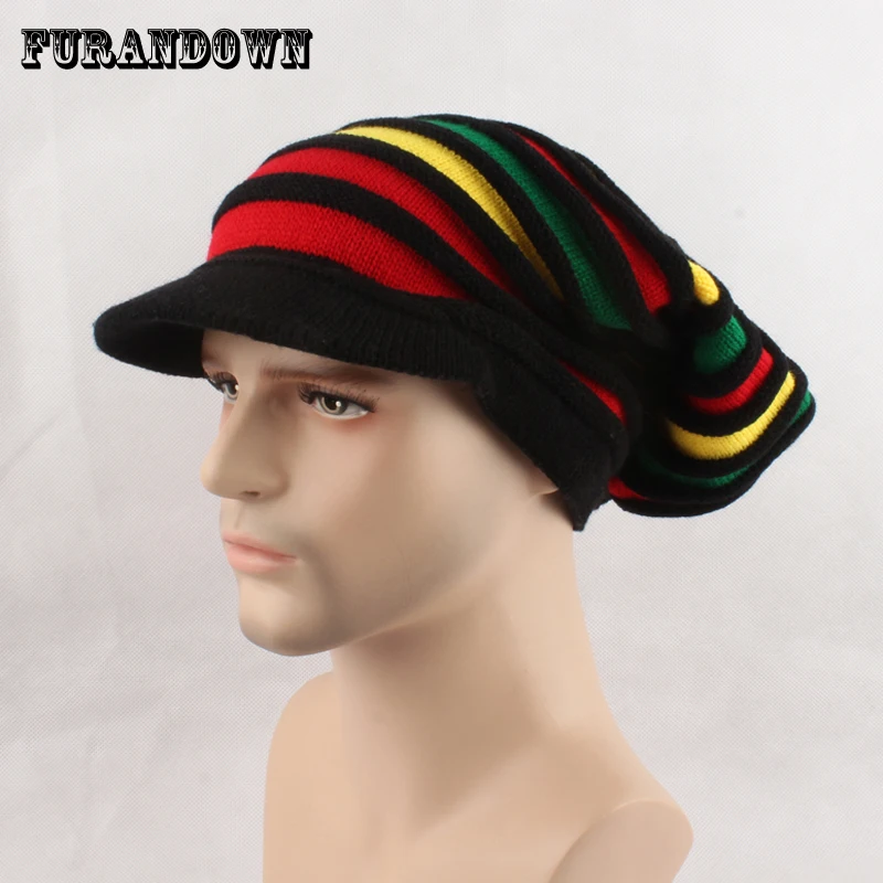 Осенне-зимние шапки Rasta мужская вязаная шапка Цветные Лоскутные вязаные шапки для женщин Повседневная Хип-хоп шапка