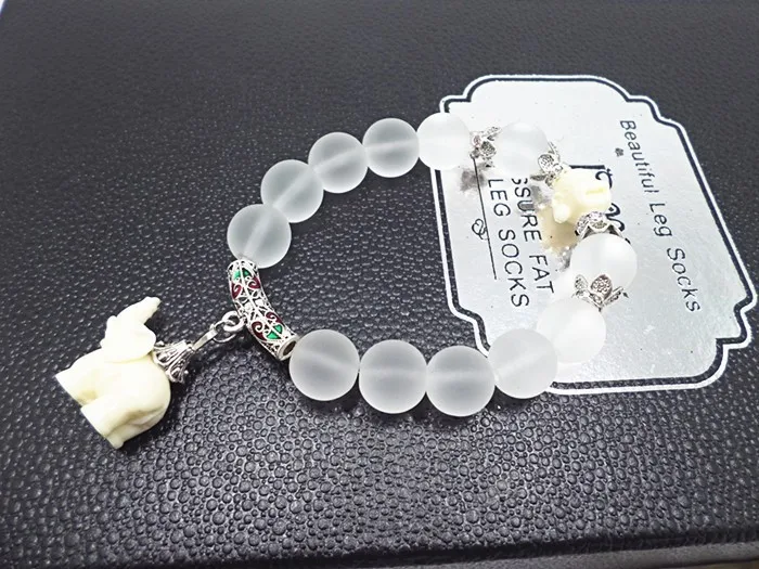Натуральные матовые Кристальные браслеты для женщин, модный супер милый женский браслет со слоном, опт и розница 048