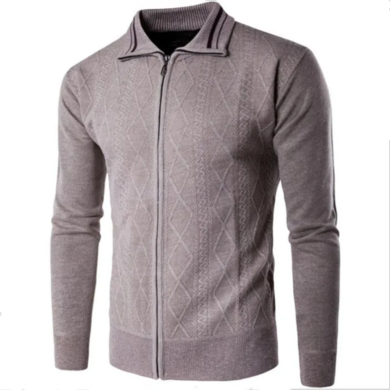 Sweaters Men 2019 New Spring High Quality clothing Fashion casual Turn down Collar Striped mens Zipper Cardigan Sweatercoat