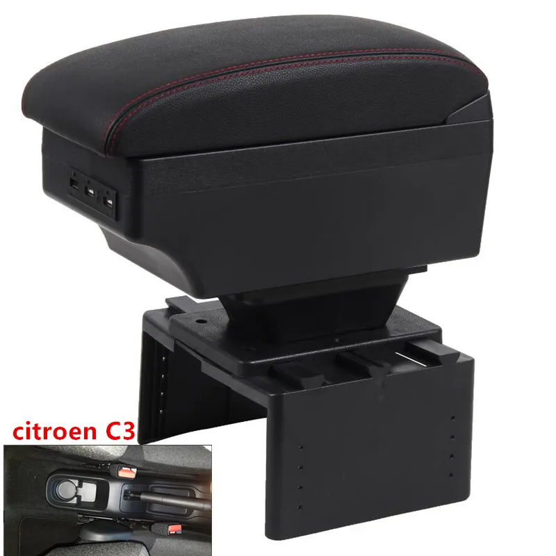 

For citroen C3 armrest box central Store content box decoration products accessories With USB interface