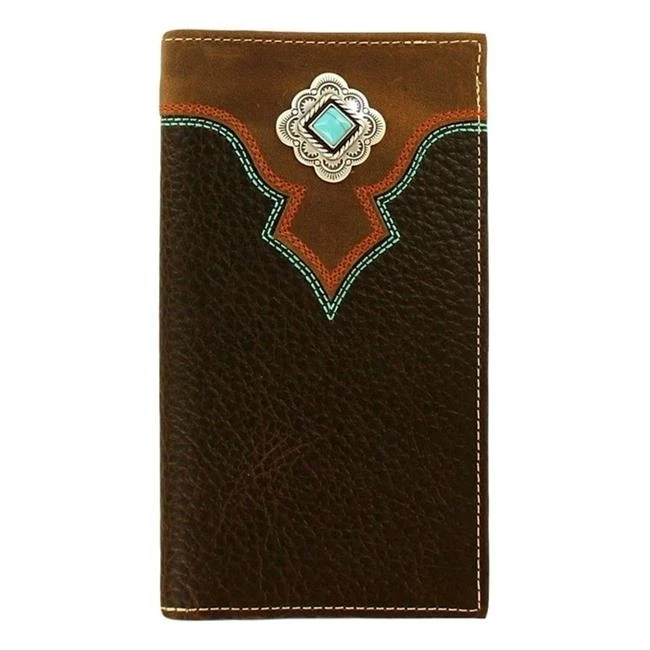 Nocona Belt N5499844 Rodeo Decorative Concho Contrast Stitching Wallet Medium Brown - One Size contrast trim glitter wallet