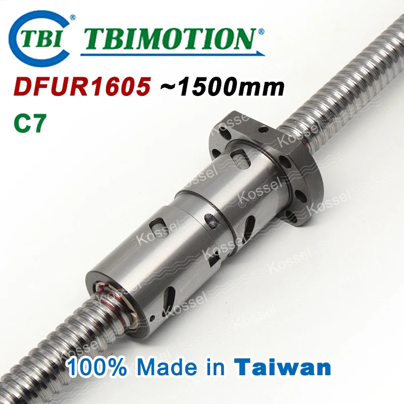 TBI 1605 C7 Rolled 1500mm ball screw 5mm lead with DFU1605 ballnut + end machined for high precision CNC diy kit DFU set