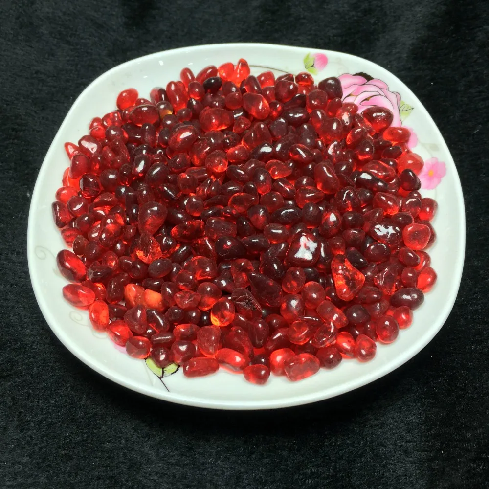 

50g K5 5-8mm Red Gravel Coloured glaze Crystal Buddha Aquarium Fish Tank Glass Vase free shipping top Fish Tank stones