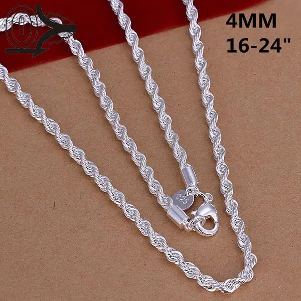 Посеребренный ювелирный набор, модные свадебные аксессуары, серебряная витая веревка ожерелье браслет для мужчин из двух частей