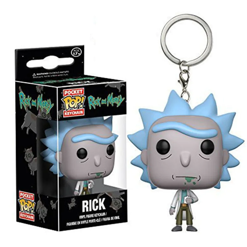 FUNKO POP Rick and Morty Mr.meeseeks pocket pop Keychain doll pvc Action Figure collection model Toys for children birthday gift