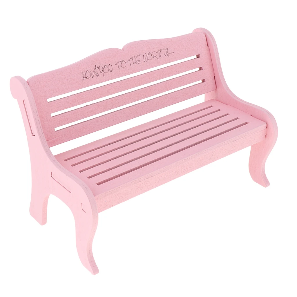 1/6 Dollhouse Fairy Garden Park Bench Furniture for Blythe BJD Pink | Игрушки и хобби