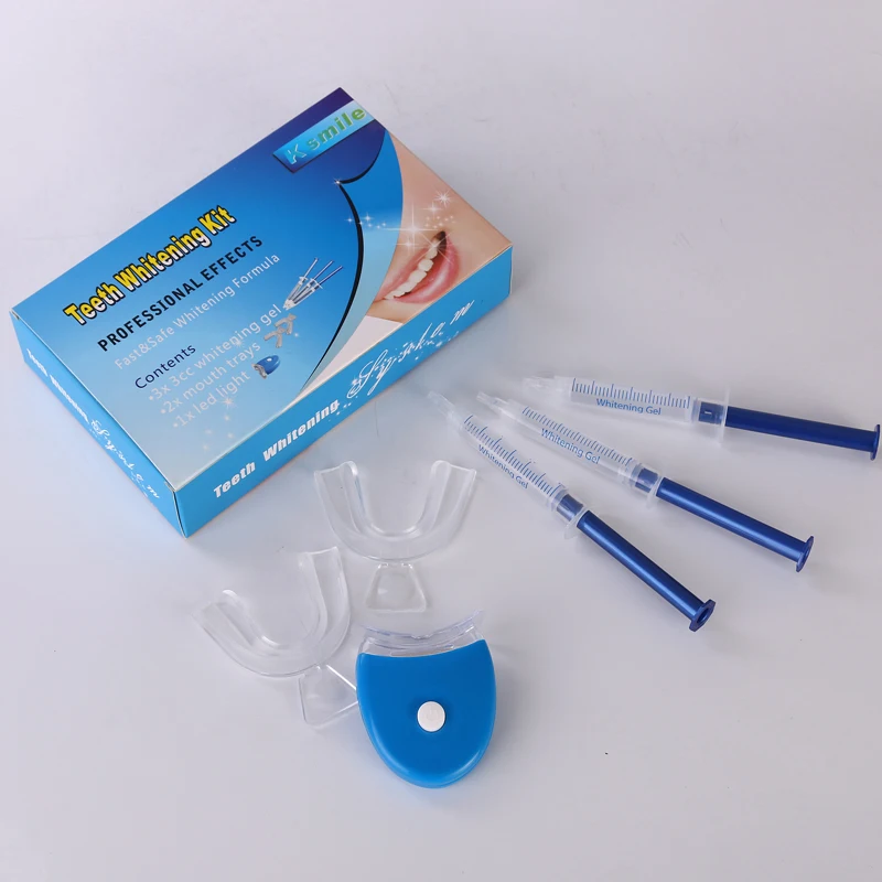 

Professional Tooth Whitening Dental Bleacning kits 3ml *3 Tooth Whitener Syringe + Mouth Trays+LED Light Oral Care Home Kit