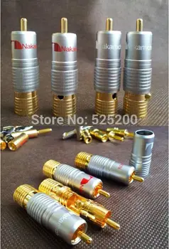 

4 pcs 24K Gold Plated Nakamichi Pure Copper RCA Non solder plug Connector