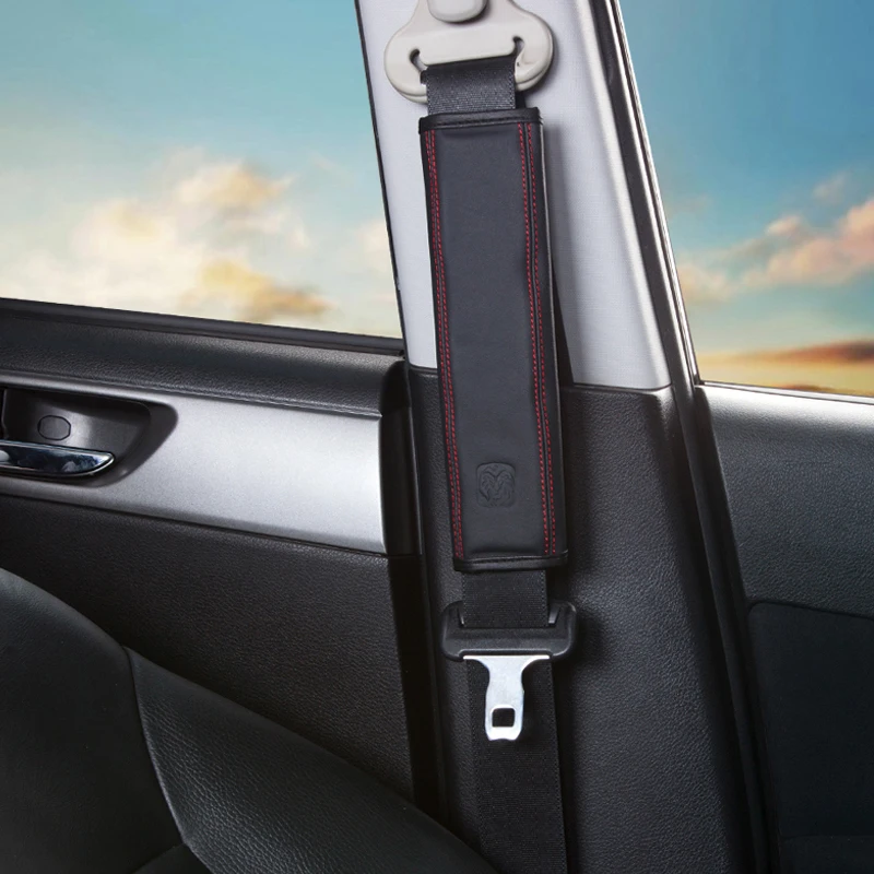1 Pair Leather Car Seat Belt Protect Neck Padding Car Safety Belt Cover