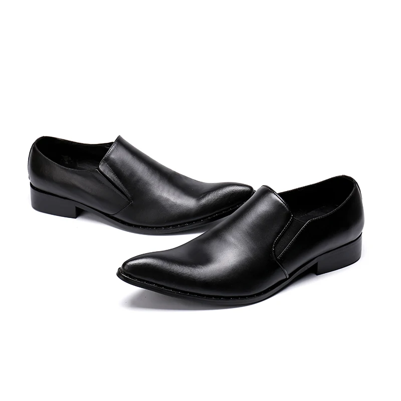 Show Toe Zapatos En Grueso Costura La Negocio Tacón Cuero Resbalón Lujo Hombre Hombres Negro Real Punta De Deslizamiento As Boda wxfXAHqzn0