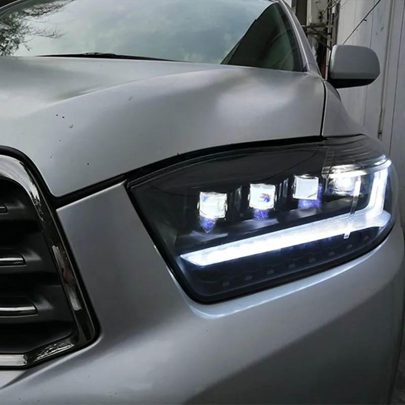 2 шт. головная лампа для фары Toyota Highlander в сборе 2008 2009 2010 светодиодный головной свет двойной объектив луч проектора
