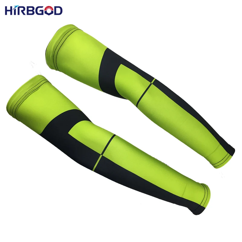HIRBGOD 2017 Green Sport Arm Warmers Men Women Cycling Arm Warmer