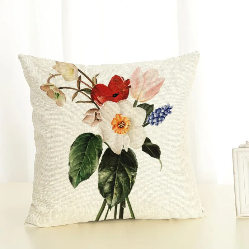 Plants Cushion Cover 45x45cm Linen Printed Flowers Throw Pillow Cover Decorative Cushions Farmhouse Decor Decoration Accessories Plants Cushion Cover 45x45cm Linen Printed Flowers Throw Pillow Cover Decorative Cushions Farmhouse Decor Decoration Accessories