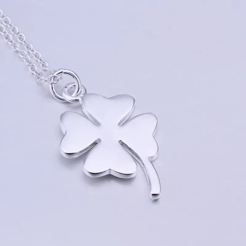 

Trendy Flower 925 Sterling Silver Necklace Women Jewelry Four Leaves Clover Necklaces Pendant For Mother Gift