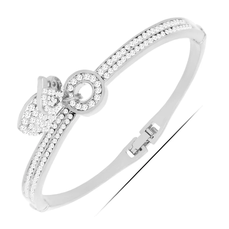 

W109 Rhinestone Apple Women Bangle Gold And Silver Color Jewelry 2017 Latest Design Bangle Wholesale Women's Day Gifts