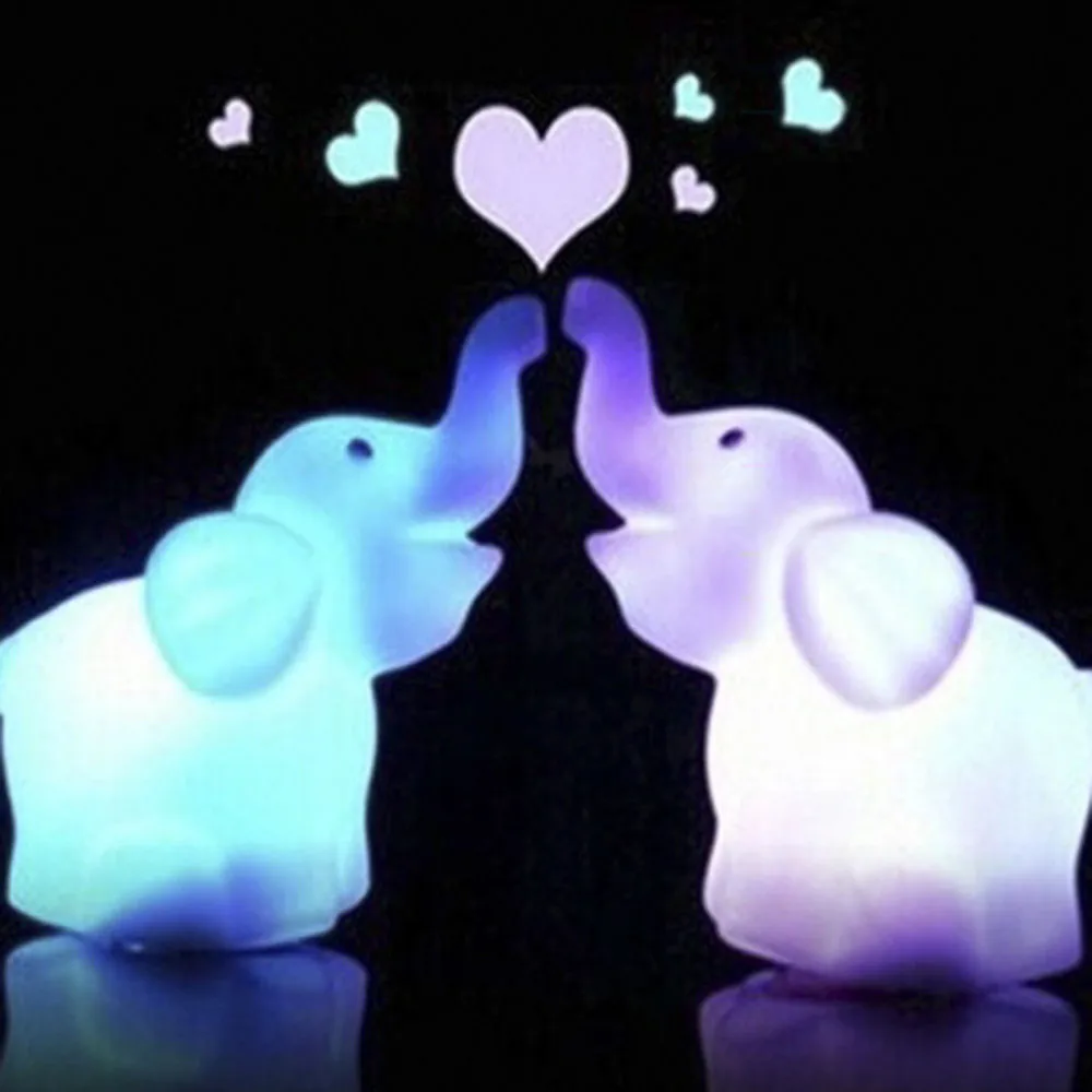 

Mini Elephant LED Night Light Color Changing Decoration Lighting Cartoon Animal Lamp for Children Baby Kids Gift with Battery