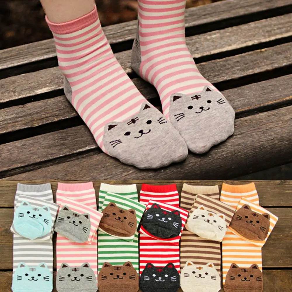 

Women Fun Cotton Socks Fashion New All Season Cartoon Cat Pattern Series Ladies Trend Harajuku Personality Casual Cute