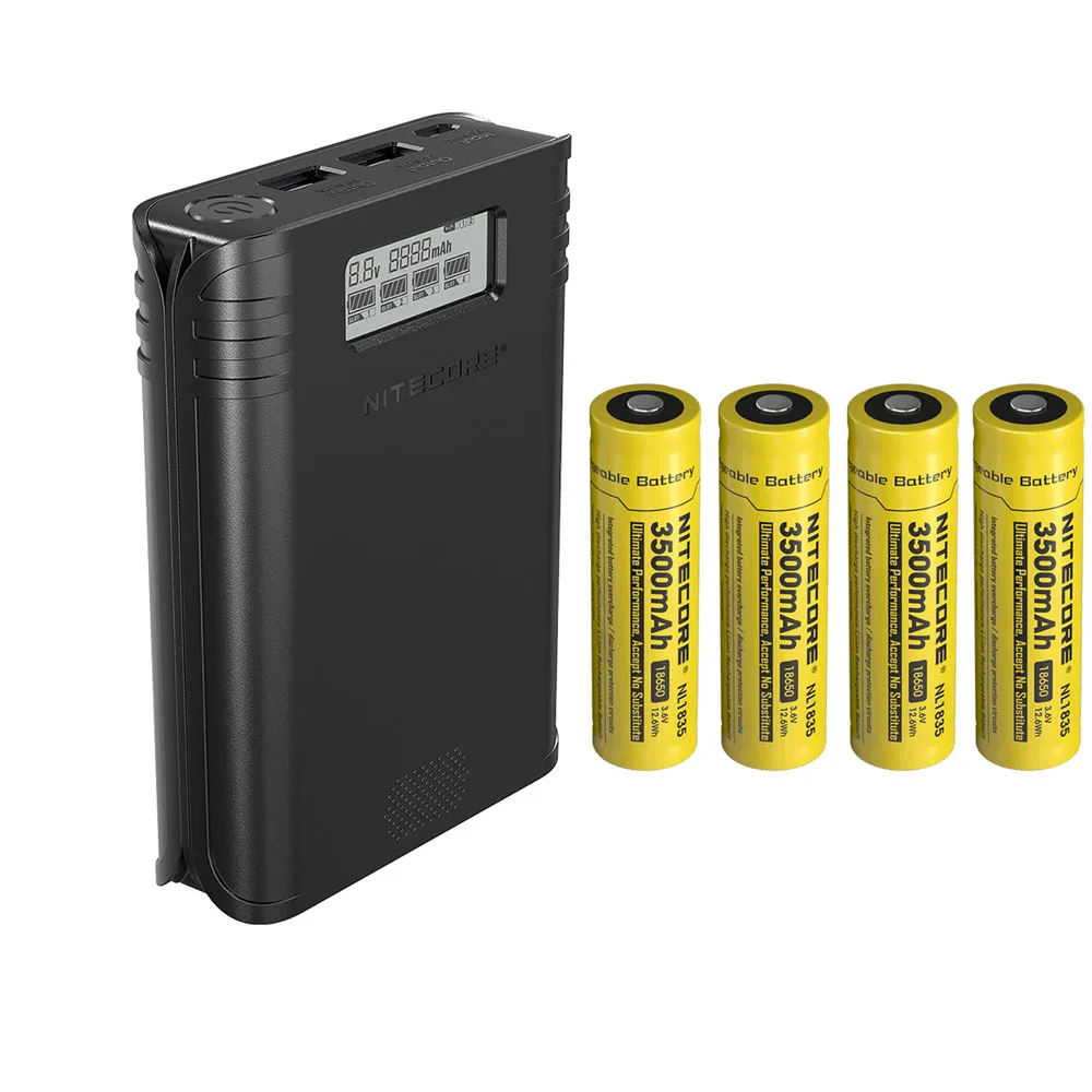 Новый аккумулятор NITECORE F4 с четырьмя слотами гибкий внешний зарядка через USB