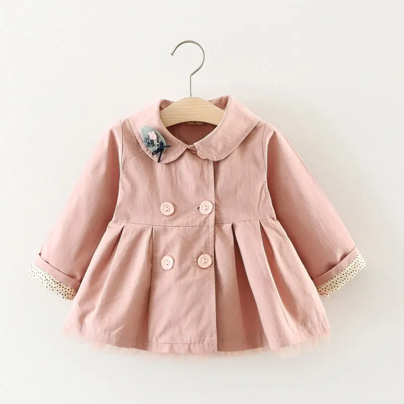 Coat para o Bebê Infantis do Bebê Primavera Outono Trench Recém-nascido Menina Quente Outerwear Roupas Esportivas Jaquetas Todder Algodão Bonito 2 Mamãe e Bebê