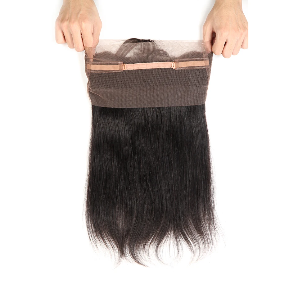 Гладкий 360 кружевной фронтальный Закрытие с волосами младенца бразильские прямые волосы 22x4x2 Remy человеческие волосы 1 пучок 12-18 дюймов