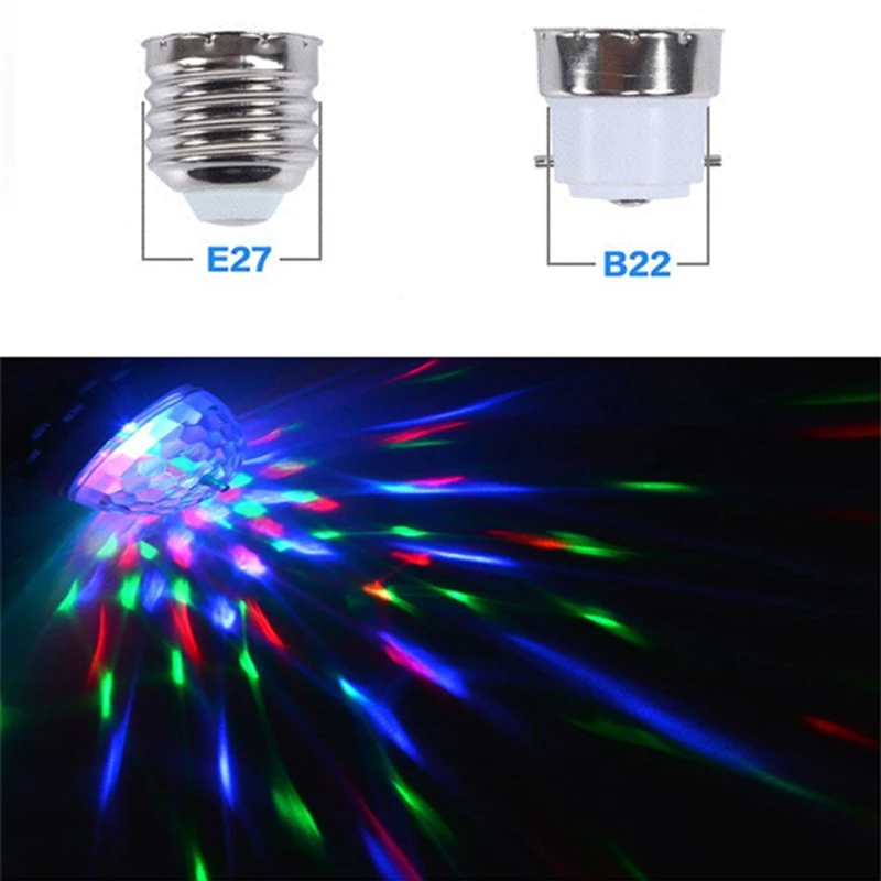 E27 B22 3 Вт полноцветная Авто вращающаяся RGB Светодиодная лампа для сцены дискотека