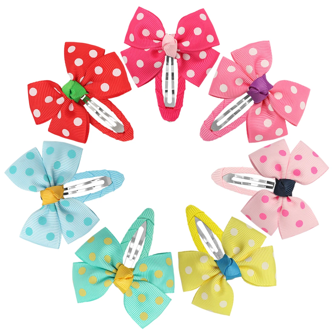 2.5inch Grosgrain Ribbon Hair Bows With Clips 7Pairs 14pcs Solid Color