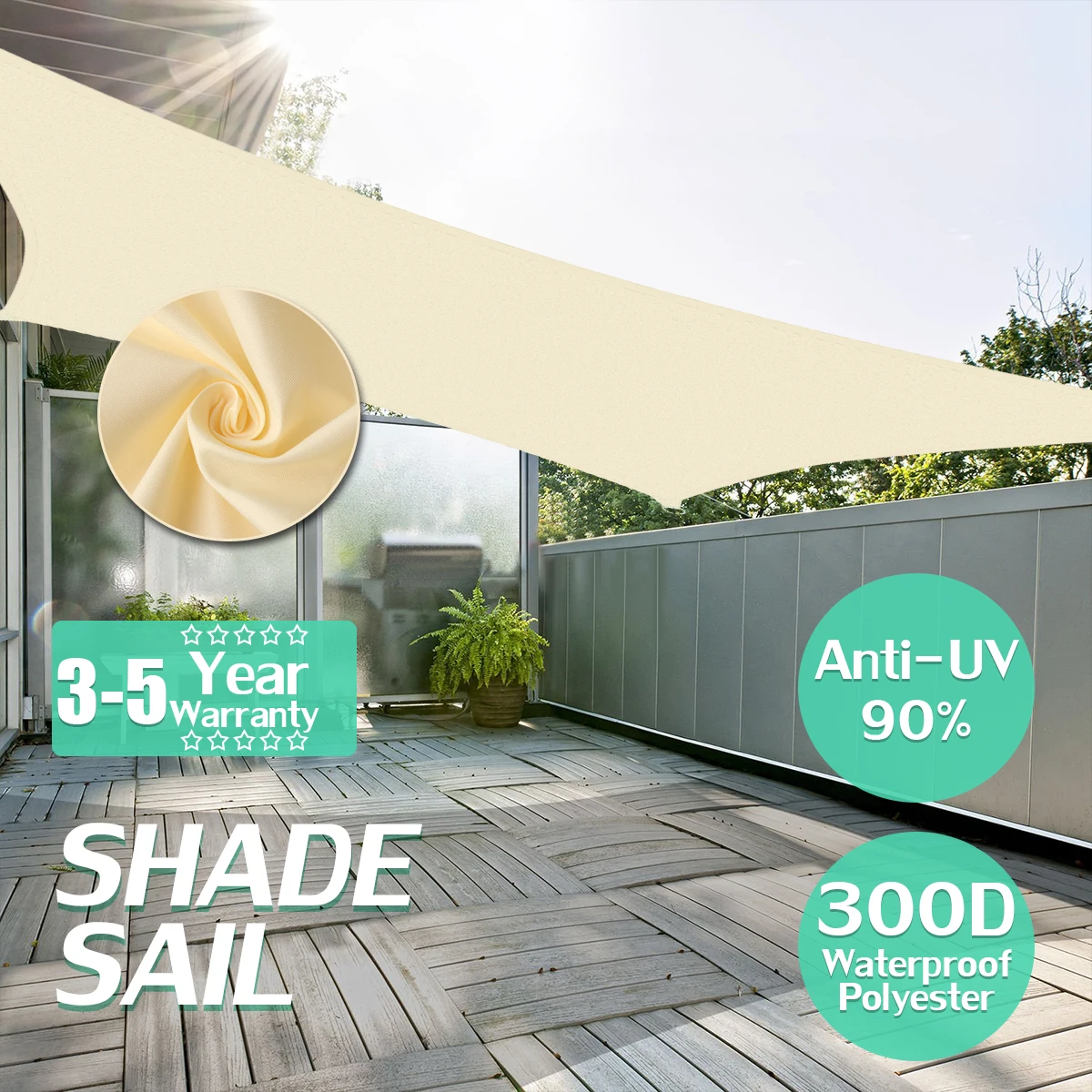 280GSM HDPE Farbic Square 3x 3 м/4х4 м солнцезащитный козырек паруса навесные сети 4х4 для