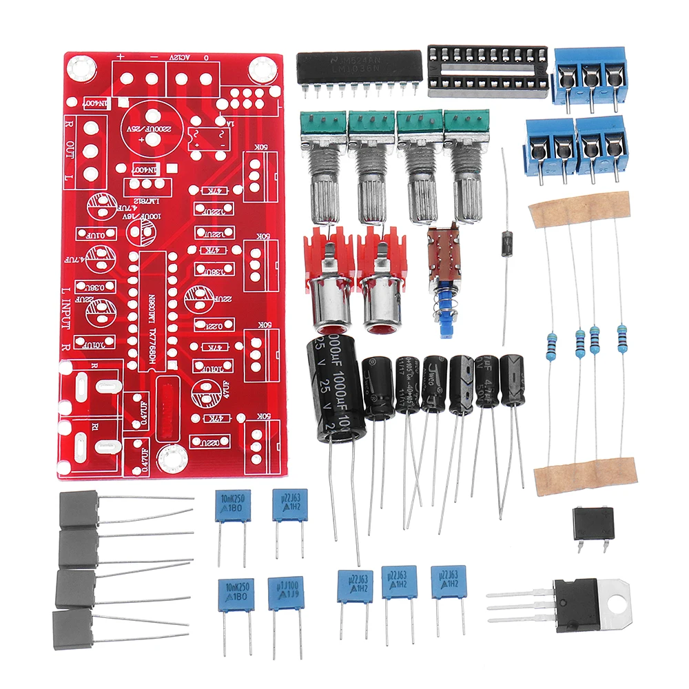 

LM1036 Luxurious HIFI Amplifier Preamplifier Volume Control Tone Board1000UF/25V DIY Suit Control Board DIY KIT Module