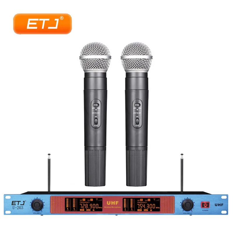 

Professional Wireless Microphone 2 Handheld Transmitter Beltpack VHF Wireless Microfone U-203
