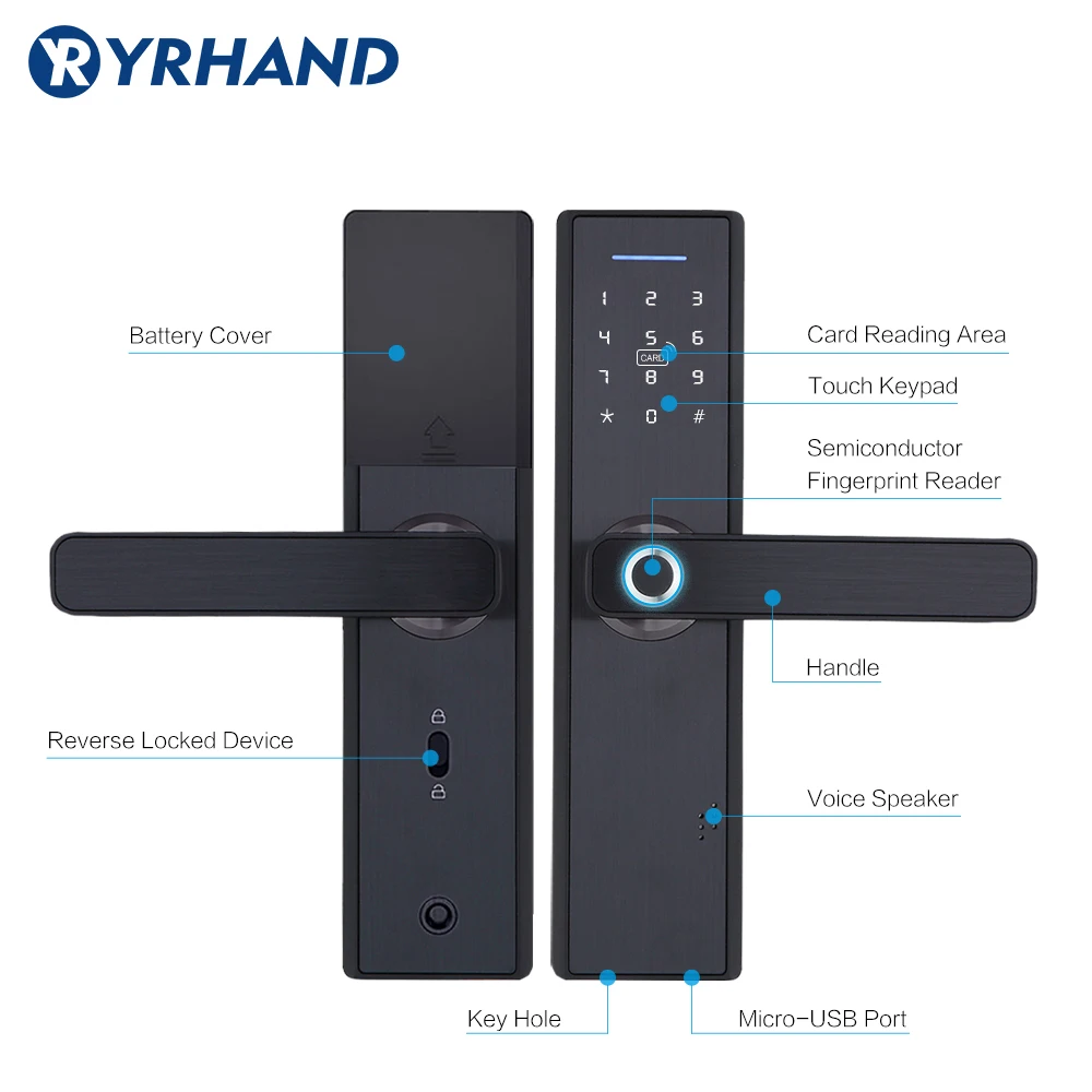 Tuya Smart Door Fingerprint Lock,Security Home Keyless Lock, Wifi Password RFID Card Lock Wireless App Phone Remote Control Tuya Smart Door Fingerprint Lock,Security Home Keyless Lock, Wifi Password RFID Card Lock Wireless App Phone Remote Control