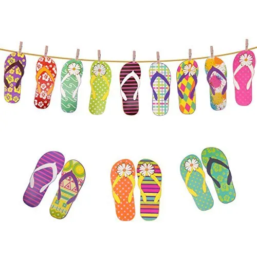 

METABLE 1SET Luau Hawaiian Tropical Banner Garland Slipper Party Props Summer Party Decoration