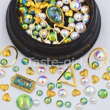 Mixed sizes metal Nail Art Decoration Glitter 3D Rhinestones pearls frame nail supplies jewelry beauty Manicure DIY tools #3