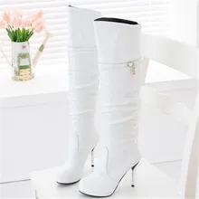 Новинка; обувь на меху; зимние сапоги на платформе; женские ботфорты с круглым носком; Теплая обувь; обувь на тонком высоком каблуке; сапоги на платформе