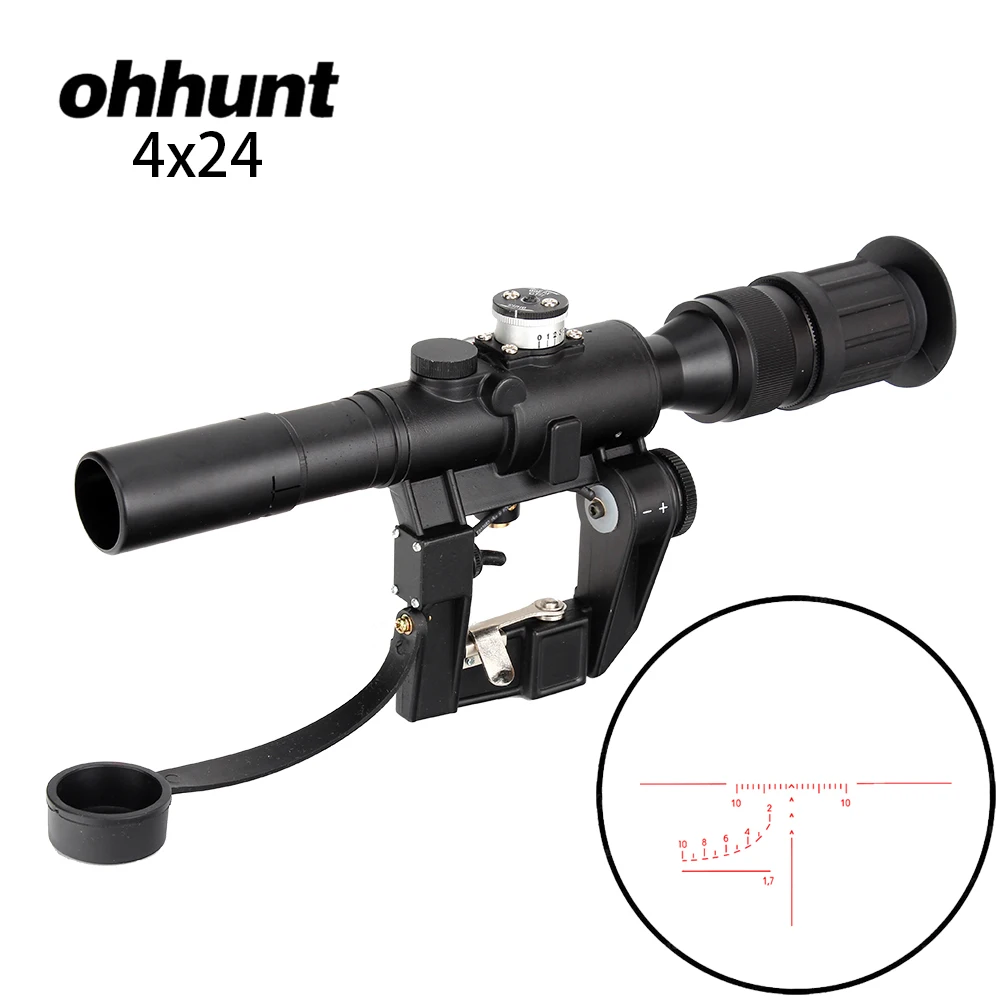 

ohhunt Tactical Red Illuminated 4x24 PSO-1 Type Scope for Dragonov SVD Sniper Rifle Series AK RifleScope Free Shipping