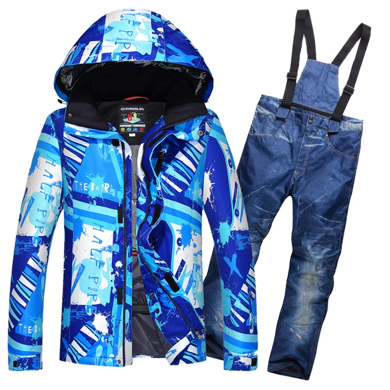 

2017 New Winter ski Suit Men Sets Windproof Waterproof 10000mm men's Snow Jacket and Pants Warm Clothes Set snowboard suits