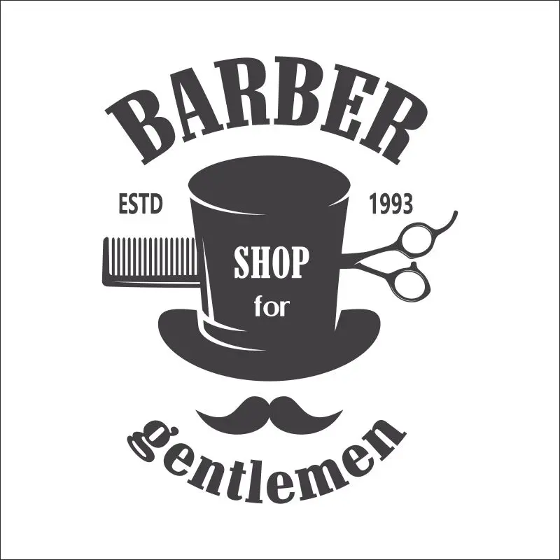 DCTAL hombre Barber Shop pegatina ESTD Chop Bread Decal Haircut pelo Clipper afeitar vinilo Wall Art decalques decoracion 0000