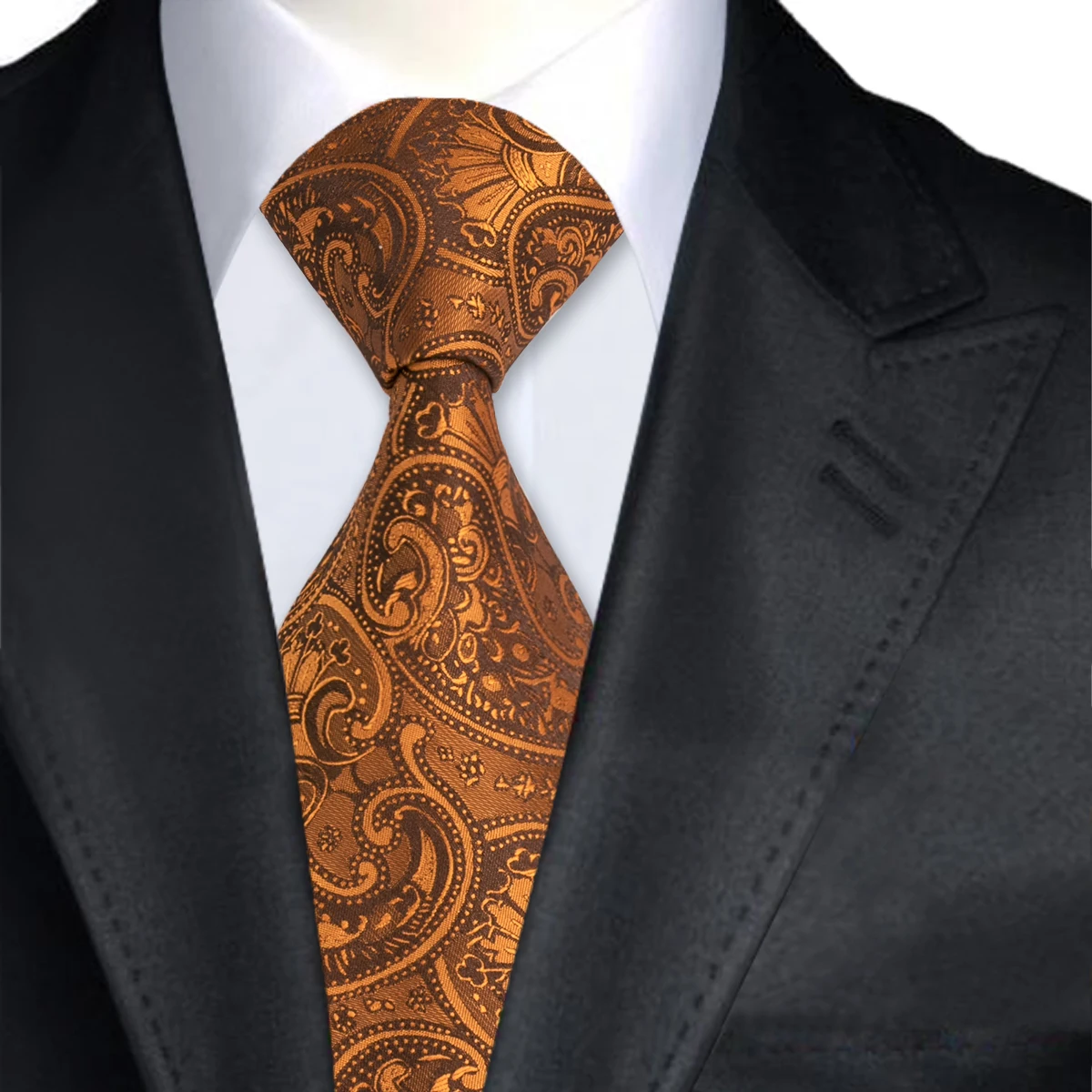 A 1551 Hi Tie Golden Brown Paisley Mens Ties 2016 New Arrival Jacquard ...