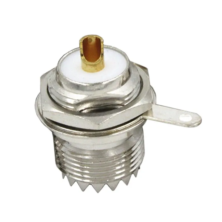 

UHF Female SO239 Jack Bulkhead Solder Panel Mount RF Straight Connector,silver