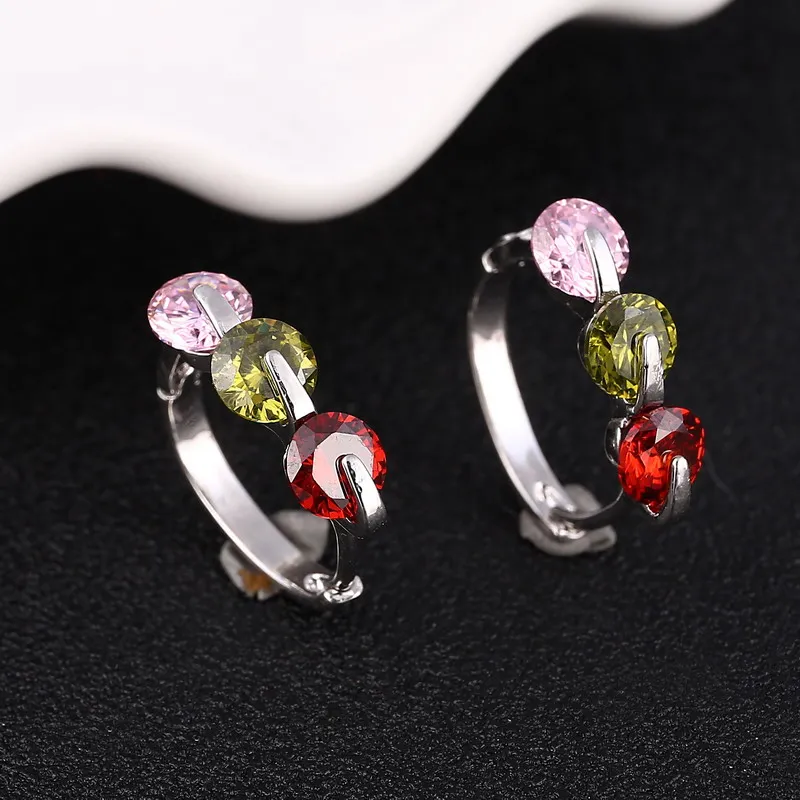 

Hesiod fashion women round CZ rhinestone crystal stud earrings wedding bridal jewelry accessories